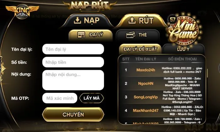 chơi Kingfun có bị triệu tập Nạp rút tiền nhanh chóng và không lo bị “giam” quỹ