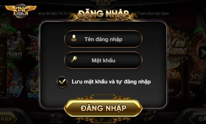 đăng nhập Kingfun Sau khi hoàn tất, người chơi cần khởi động lại trình duyệt và thử đăng nhập lại.